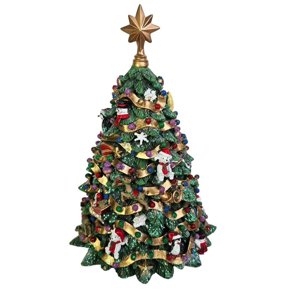San Francisco Music Box Rotating Christmas Tree Figurine Star Top Video Working